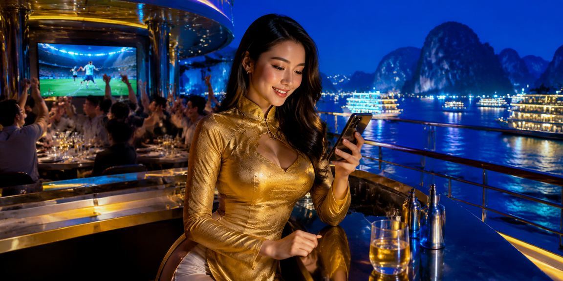Người dùng xem bóng đá và cá cược trực tuyến tại vịnh Hạ Long Việt Nam