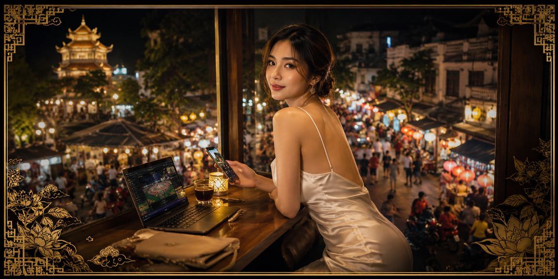 Quán cà phê tại Hà Nội nơi người dùng xem kết quả cược và kiểm tra giao dịch tài chính trên agbong88 buổi tối